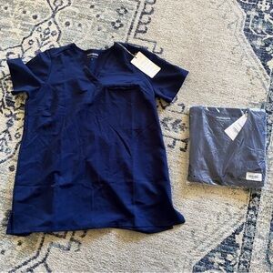 Mandala navy blue maternity scrub top